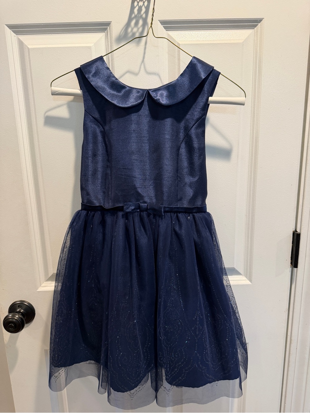Zenzi Navy Blue Girls Formal Dress with Peter Pan Collar